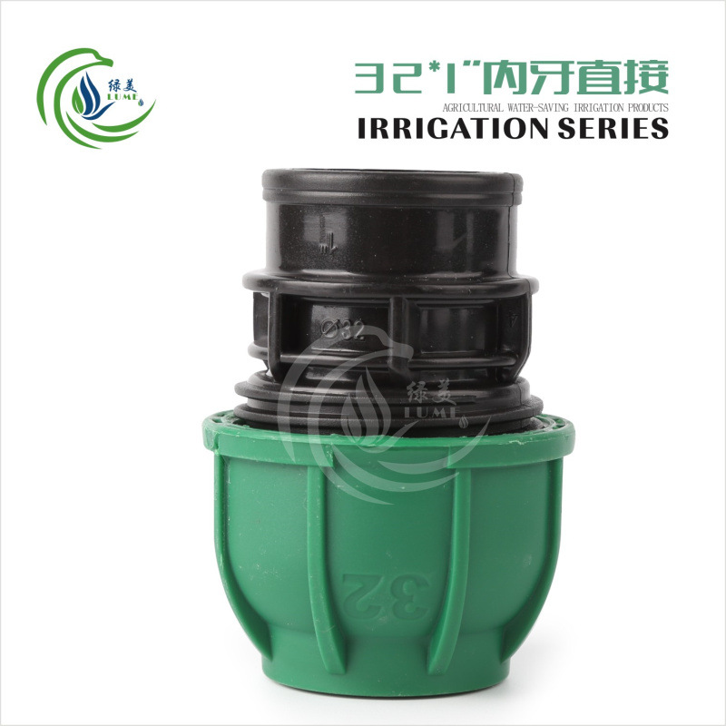 PE conector rápido sin fusión en caliente tubería de agua conexión rápida codo directo tee accesorios de tubería de agua de riego agrícola conexión rápida tapa verde