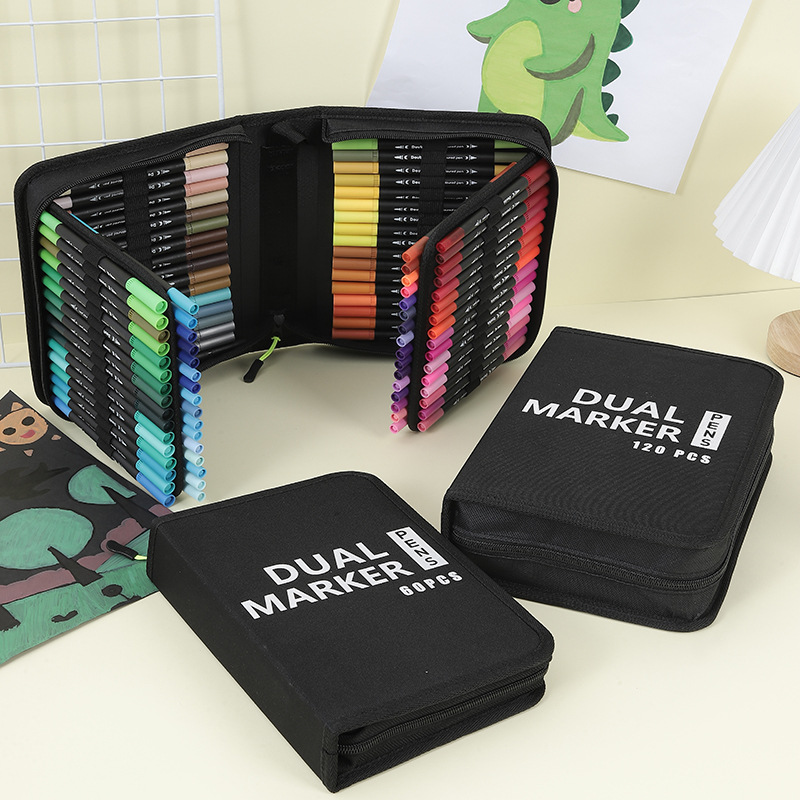 Personalizada doble cabeza de acuarela color blando pincel conjunto de pincel de dibujo ecológico lavable pincel de galleta de arte suministros de pintura