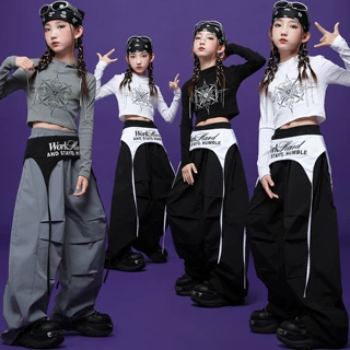 女童爵士演出服女生露脐辣妹jazz套装少儿街舞服女孩时髦走秀潮服