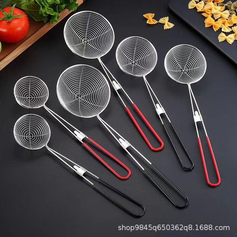 Stainless Steel Pearl Skimmer Hot Pot Strainer Small Mesh Strainer Household Kitchen Utensils Dumpling Spoon Milk Tea Coconut Fruit Filter Strainer