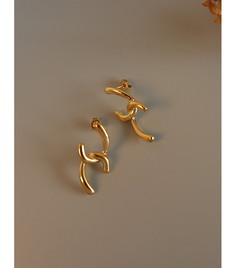 Europe And The United States Titanium Steel Double C Stitching Earrings Wholesale display picture 5