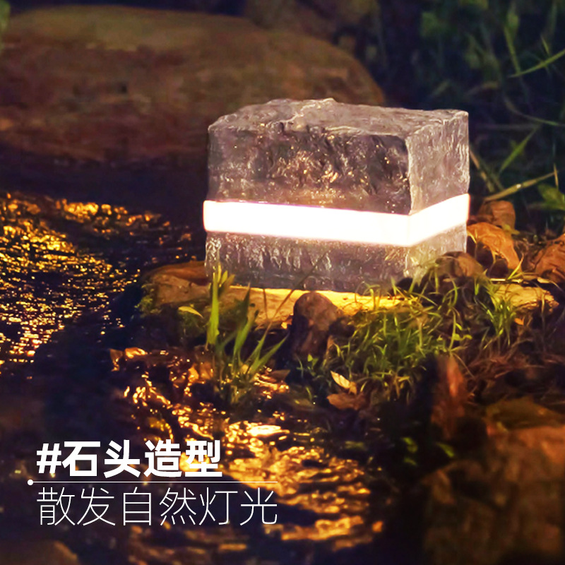 lámpara de piedra luminosa solar al aire libre césped impermeable guijarro jardín villa patio iluminación decoración lámpara