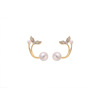 Fashionable earrings from pearl, Korean style, double wear