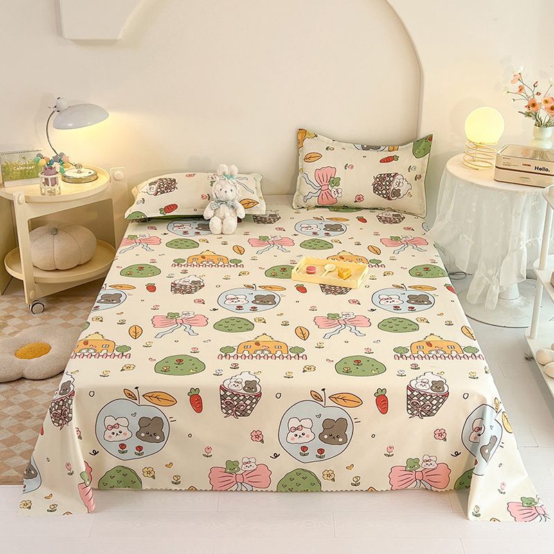Winter Life Summer Washed Cotton Bed Sheetss Single Piece Double Bed Home Student Dormitory Single Cartoon Brushed Quilt