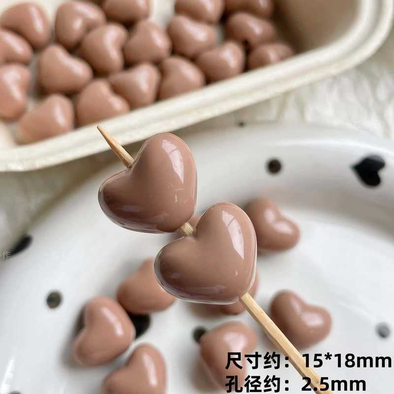 亚克力胖乎乎实色爱心通孔串珠DIY手机链钥匙扣包挂材料饰品配件|undefined