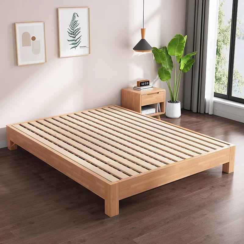 Cama de tatami sin cabeza de cama para alquilar cama doble, marco de cama a prueba de humedad, marco de cama moderno y simple.