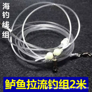 Boat fishing perch fishing group 2 meters 2 hook live shrimp pull streamline Group sea fishing string hook main line luminous gourd fishing accessories