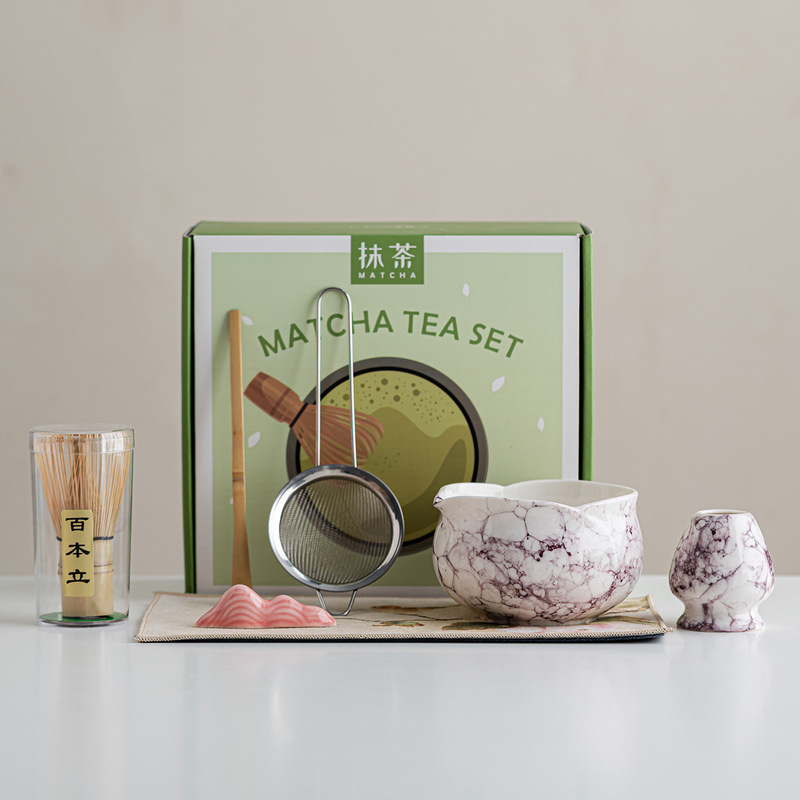 花朵花瓣抹茶碗笠套装五七件套茶筅刷子过滤百本立茶拨点茶工具|undefined