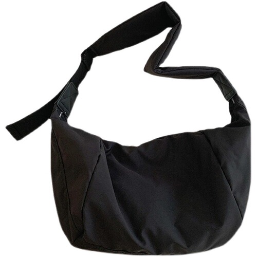 Korean large-capacity wide-shoulder canvas crossbody bag for women, ins minority design, folded dumpling bag, single-shoulder bag