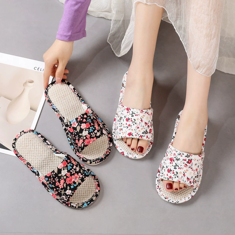 Деревянный пол бесшумный льняные тапочки пара дома Нескользящие хлопковое белье толстое дно Мужчины и женщины Летний дезодорант