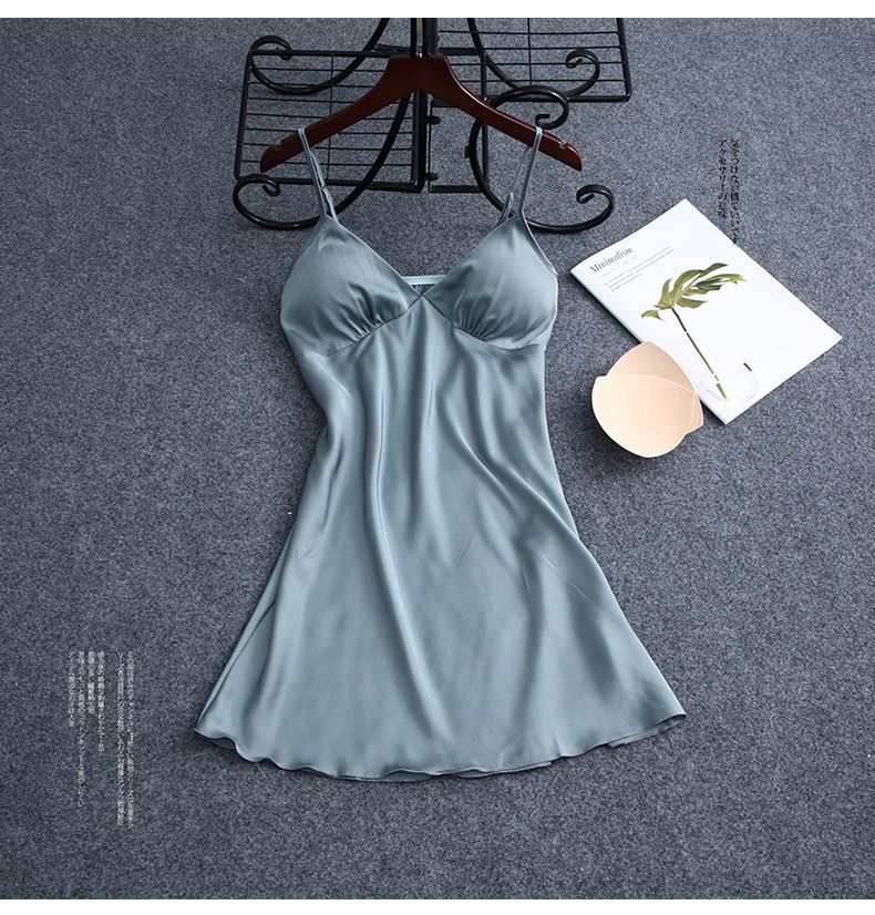 Camicia da notte donna estiva in seta di ghiaccio con coppe_voghion.com