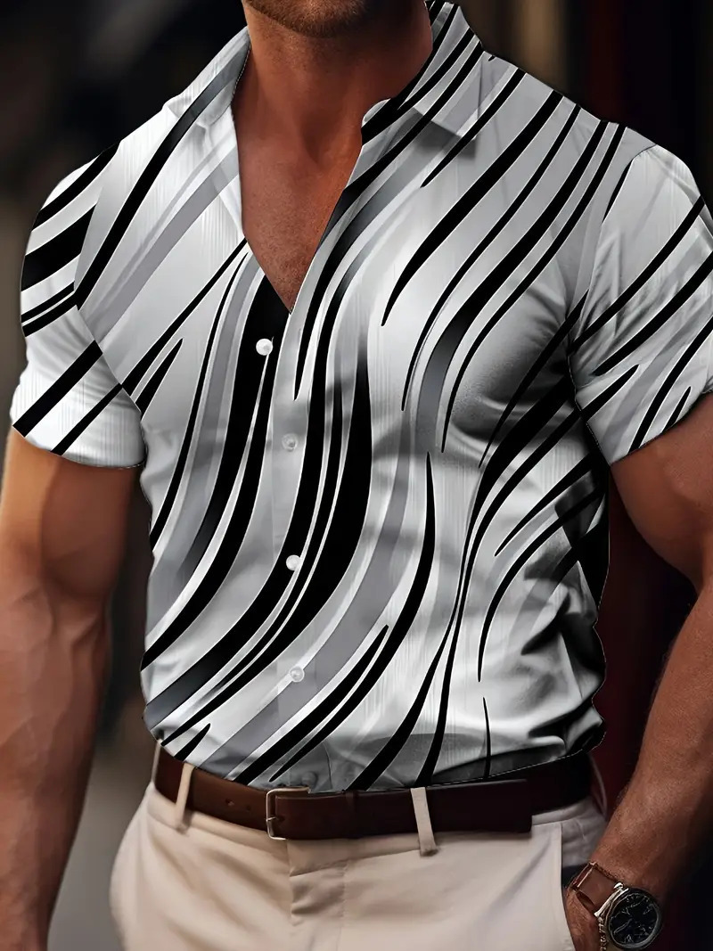 Camisa de manga corta con estampado de nota ancha popular retro de marca de moda europea y americana de verano 2024 para hombres MB1