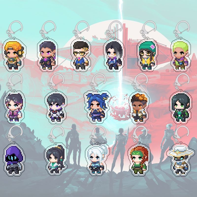 Valorant Pixel Style Acrylic Keychain Rena Jiefeng Neon Creative Pendant Gift
