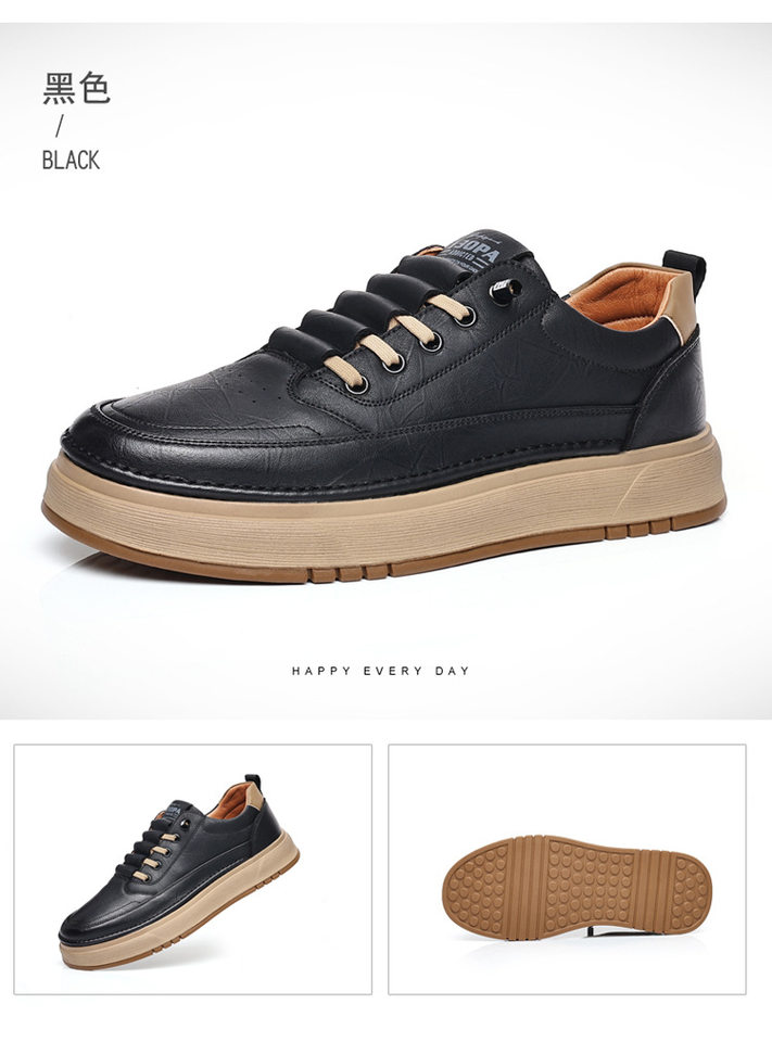 Giày da nam sneaker cổ thấp đế mềm thoáng khí phong cách Hàn Quốc — Màu kaki, màu đen chi tiết 21