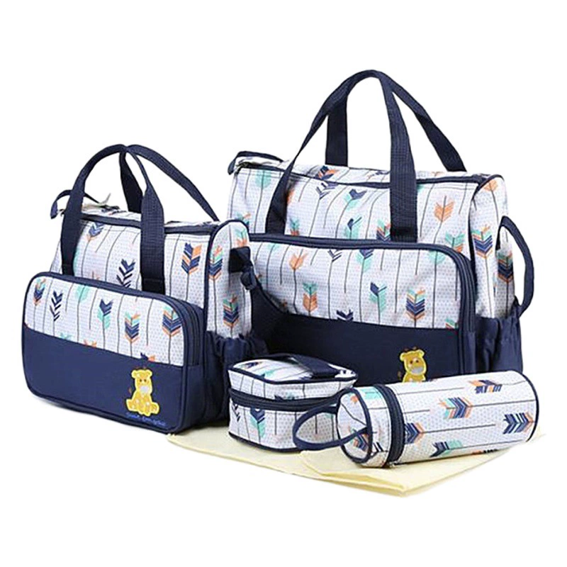 Модная сумка для мамы и ребенка с принтом Сумка для мумии Сумка из пяти предметов Многофункциональная сумка через плечо для мамы и ребенка большой емкости