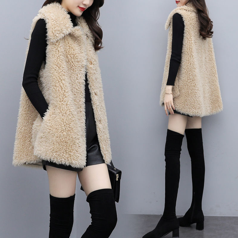 Nuevo estilo coreano suelta fleece color sólido Top para mujeres moda Chaleco de moda de felpa de doble cara para mujer 2024 Otoño e Invierno
