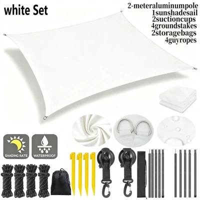 Sail with Suction Cup Support | Avtomobil yan çətirləri - white-suction-cup-support-rod-set-2x2m
