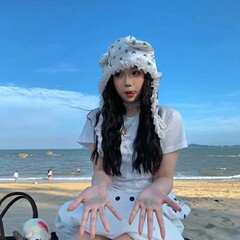 海岛日记~ins蝴蝶结狐狸耳朵包头帽女夏季新款甜美可爱遮阳防晒帽