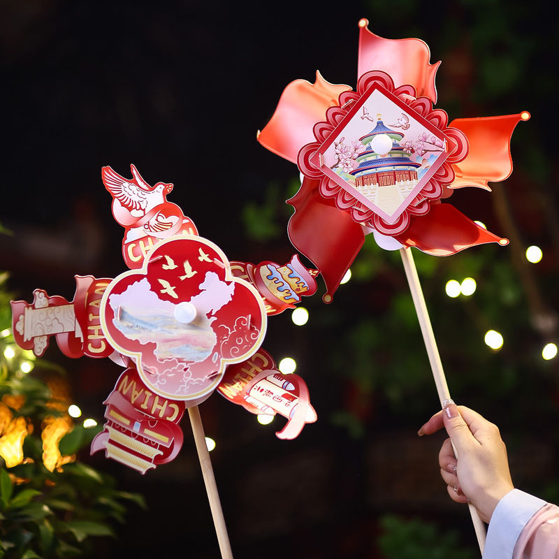 2026 New National Day Windmill Lanterns Kindergarten DIY Craft Materials Mid-Autumn Festival Children's Handheld Lanterns for Stall Selling