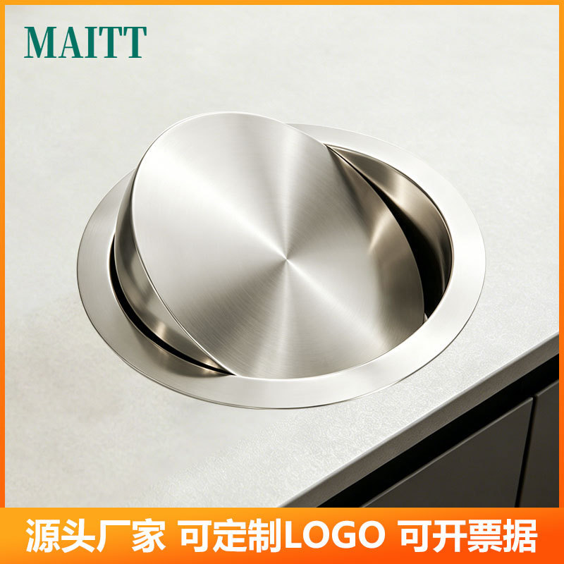 304 stainless steel sink trash can for hospital, embedded kitchen, round waste bin, countertop hidden integrated design 304 stainless steel sink trash can for hospital, embedded kitchen, round waste bin, countertop hidden integrated design