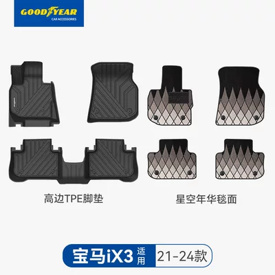 Universal Foot Pad X5L, 3 Series, 5 Series, and Long - premium-injection-moldedix3-high-edge-full-tpe-floor-mats-starry-sky-year-rug-black-2021-2024-models