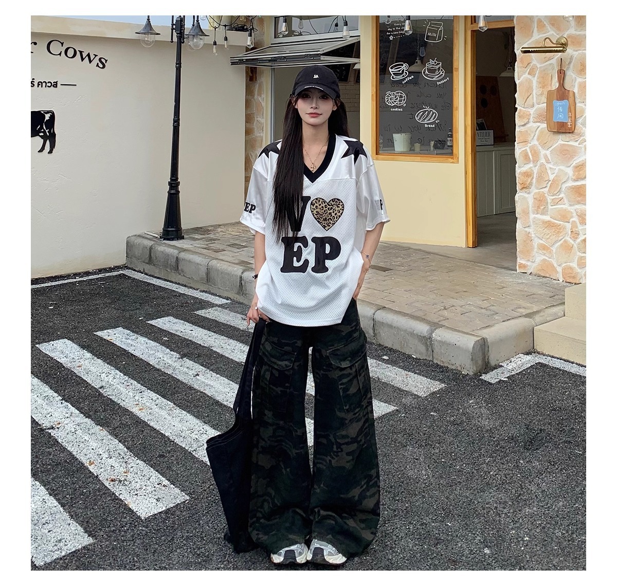 High Street American Leopard Print Summer Heart-shaped Short-sleeve New T-shirt For Men And Women, INS Korean Style_viptrois.com