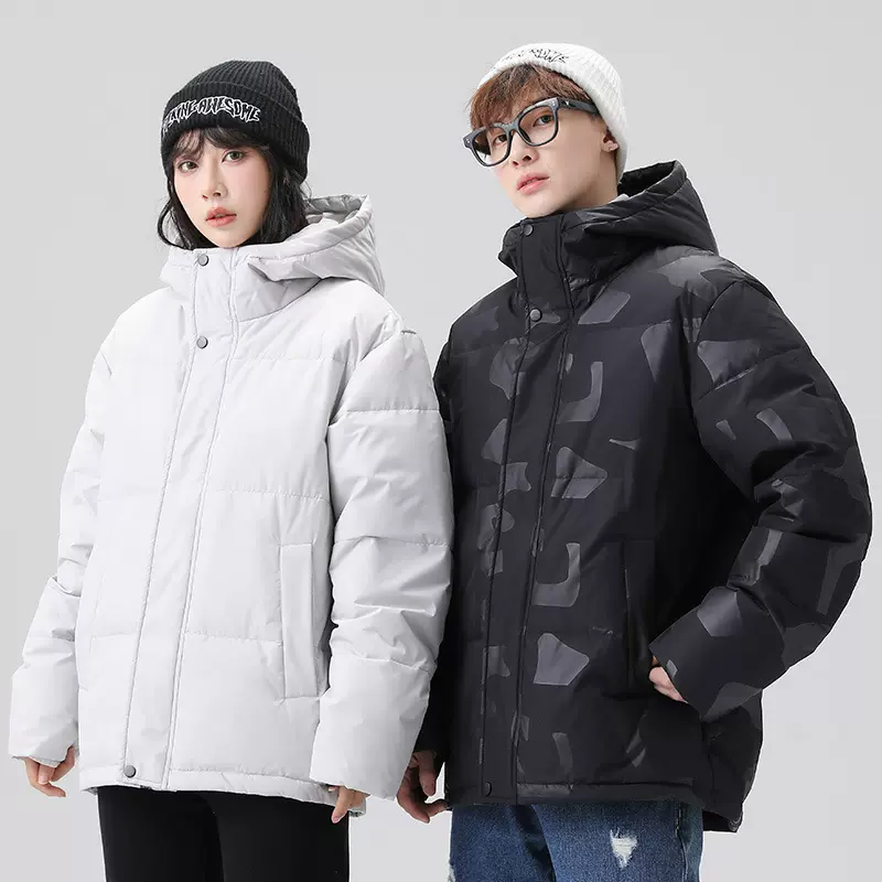 羽绒服男士青年潮牌白鸭绒保暖羽绒情侣休闲外套秋冬季连帽面包服