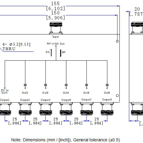 BD/GNSS/GPS专用六路功分器N头微带一公分6六功率分配器1-1.7G