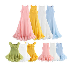 女裝批發2025新品歐貨輕奢高級感晚禮服無袖仙女蓬蓬連衣裙超大擺