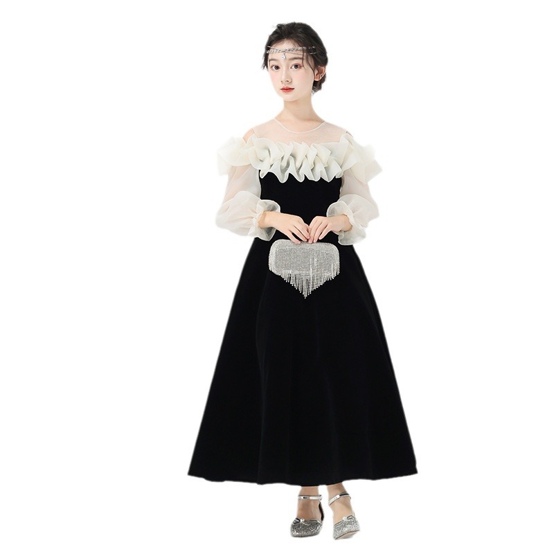 vestido de niña un hombro vestido de cumpleaños de alta gama anfitrión de niños piano vestido vestido de princesa de niña