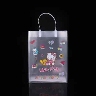 Transparent frosted plastic PP handbag clothing shopping PP gift bag cartoon square bottom plastic PP handbag wholesale