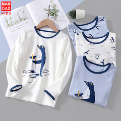 Children's long-sleeved base shirt Lycra cotton breathable sweat-absorbent two-piece set boys' long-sleeved top T-shirt middle school children's underwear
