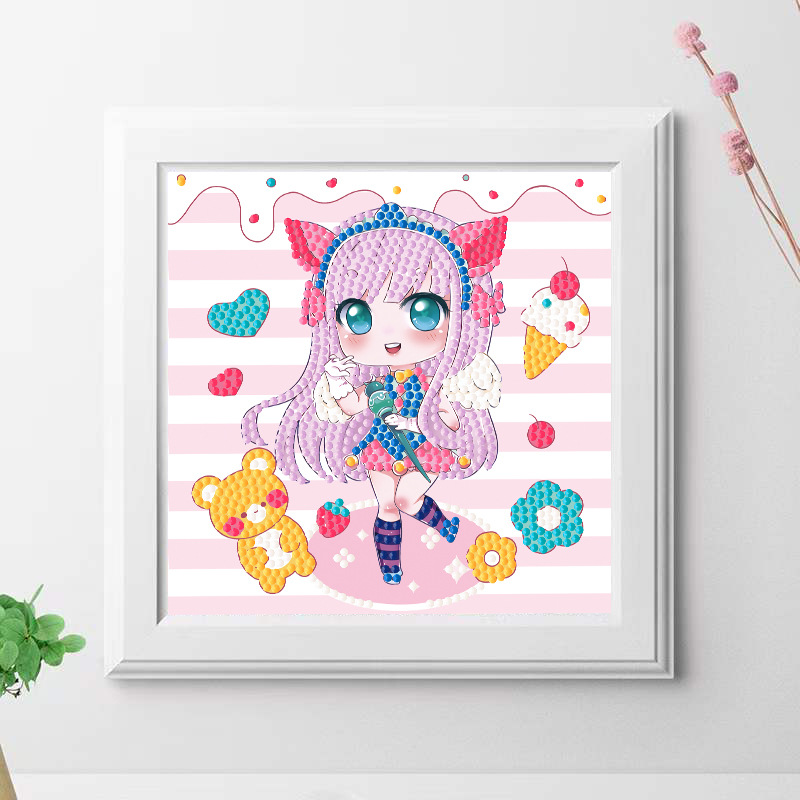 Children's Diamond Photo Frame Painting with Bracket Can Be Placed with DIY Handmade Stickers Student Dot Diamond Crystal Painting Cross-Border Hot Selling