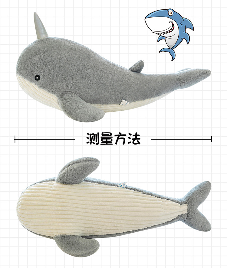 Shark Pillow Whale Pillow Sleeping Doll Soothing Doll Bedroom Super Soft Clip Leg Pillow Birthday Gift for Men and Women