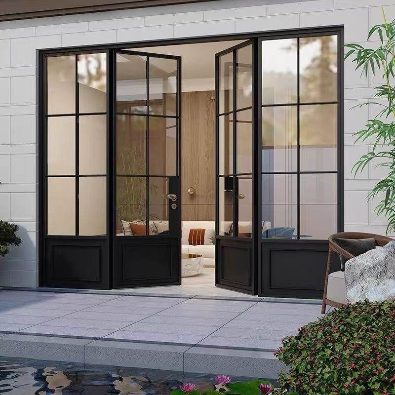 法式复古门老钢门老铁门不锈钢门四扇对开阳台室外双门店铺铁艺门