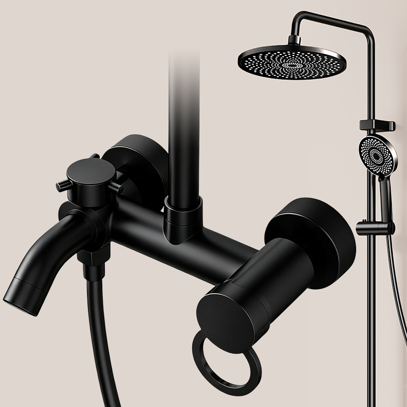 Fábrica transfronteriza ABS pistola gris 4 función presurizada calentamiento frío pantalla digital atmósfera lámpara ducha fuente de baño doméstico al por mayor