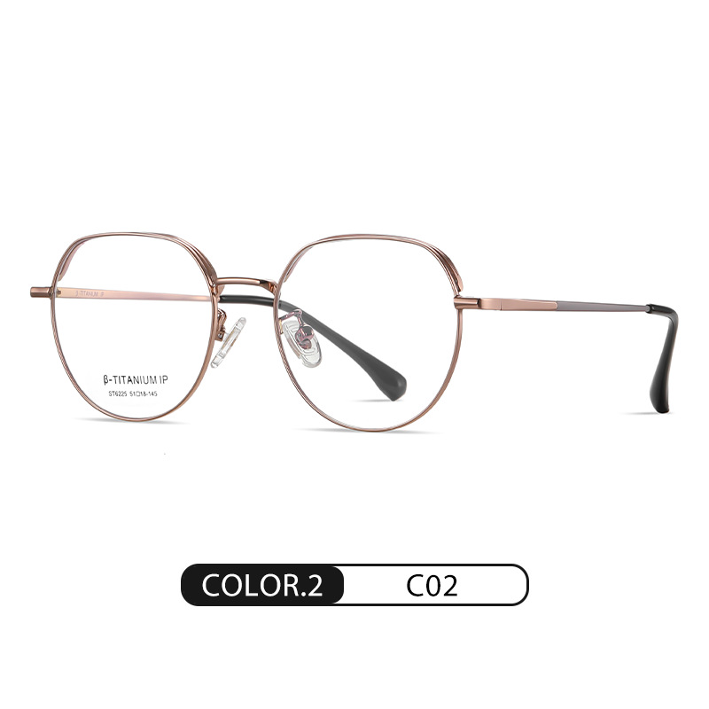 Nuevas gafas de titanio puro arte retro polígono plano espejo ST6225 marco de espejo de marco grande espejo de miopía sin maquillaje femenino