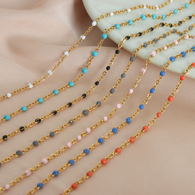 Pulsera de collar de empalme de aceite de gota de esmalte de color dopamina, acero de titanio, hada pequeña, temperamento de nicho, cadena de clavícula, joyería, personalidad femenina