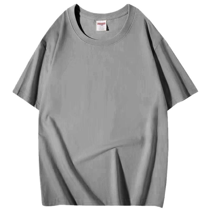 260g de peso pesado, talla europea, algodón suelto, manga corta, cuello redondo, camiseta, ropa de clase, publicidad, camisa cultural, ropa de trabajo, personalización