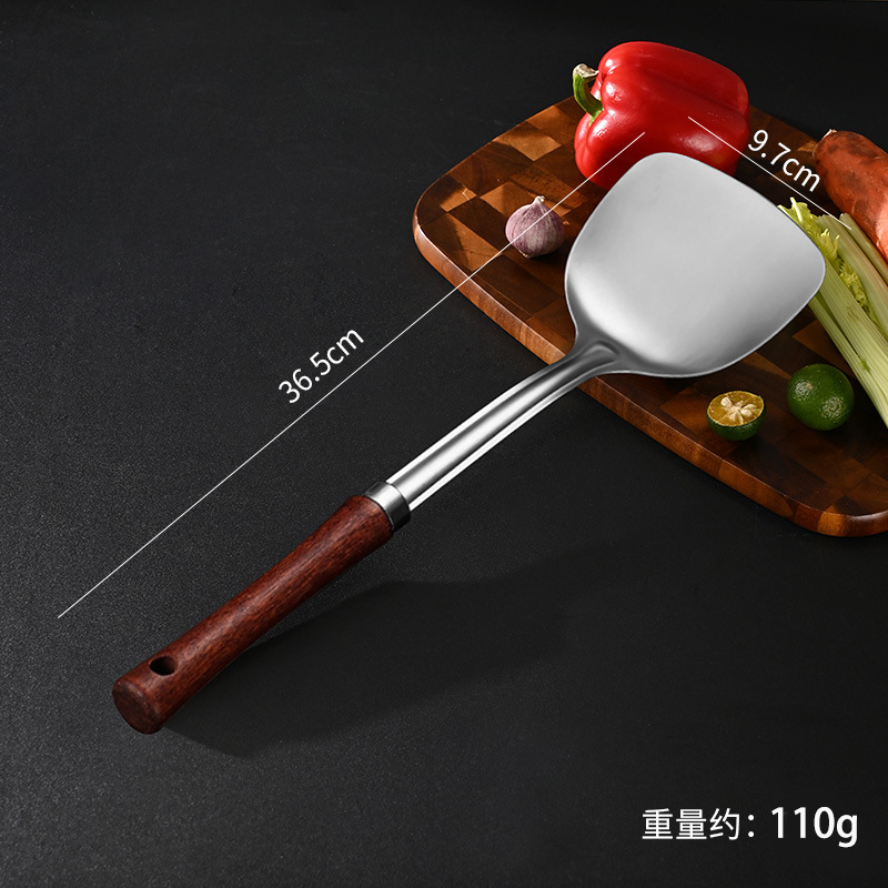 304 ステンレス鋼スパチュラ、家庭用木製ハンドル付き調理器具、高温耐性ザル、スパチュラ、キッチン用品セット、スープスプーン、キッチン用品|undefined
