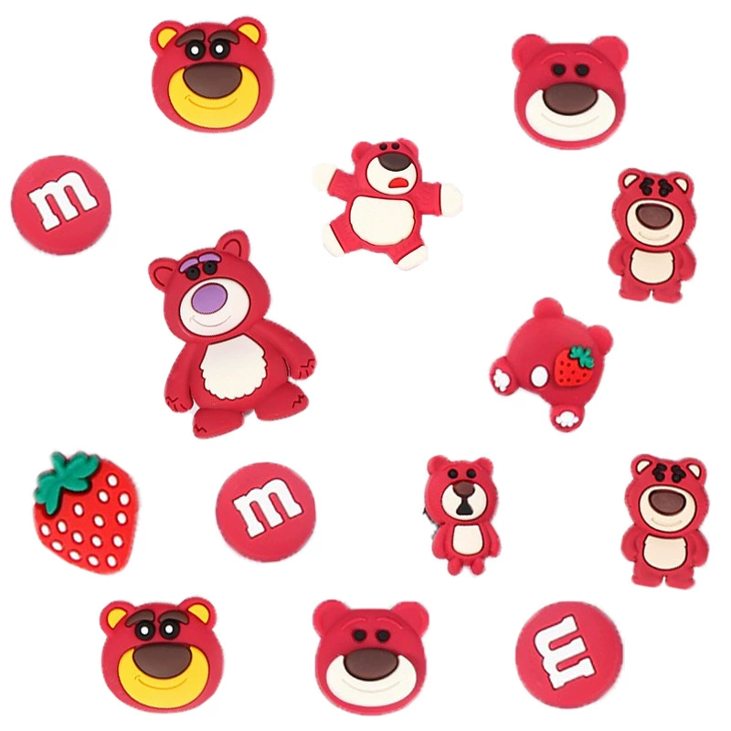 Девушки розовая клубничная медвежья пещера обувь цветочная обувь пряжка DIY пещера обувь верхняя часть украшения ПВХ мягкий клей