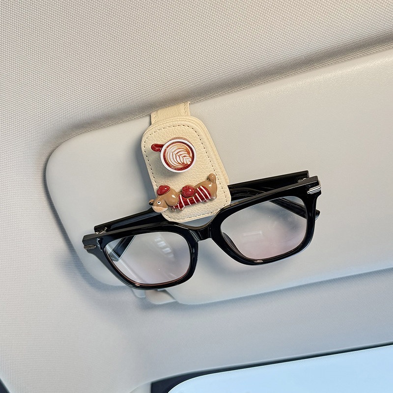 2026 New Car-Mounted Glasses Clip, In-Car Sunglasses Storage Clip, Sun Visor Glasses Holder, Cute Dachshund Dog Design