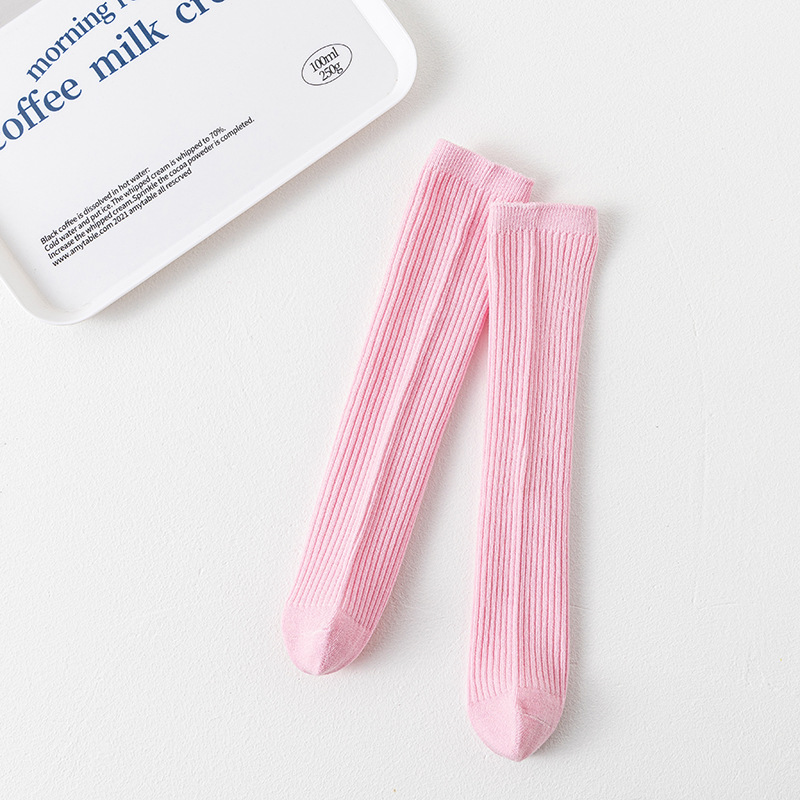 Calcetines de baile infantiles de colores brillantes, calcetines largos de color sólido para niños y niñas, calcetines hasta la pantorrilla de doble aguja, calcetines largos rectos al por mayor.