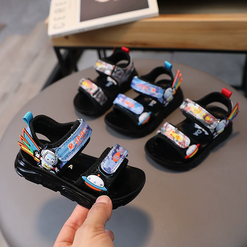 2024 летние новые детские повседневные сандалии с полиуретановой подошвой, детские сандалии, модная спортивная пляжная обувь для мальчиков