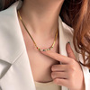 Rainbow zirconium, fashionable necklace, brand chain for key bag , sweater, micro incrustation