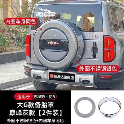 Suitable for Fang Cheng Bao: Spare wheel cover - equation-leopard-5-equation-leopard-5-spare-tire-cover-stainless-steel-style-gray-1-piece