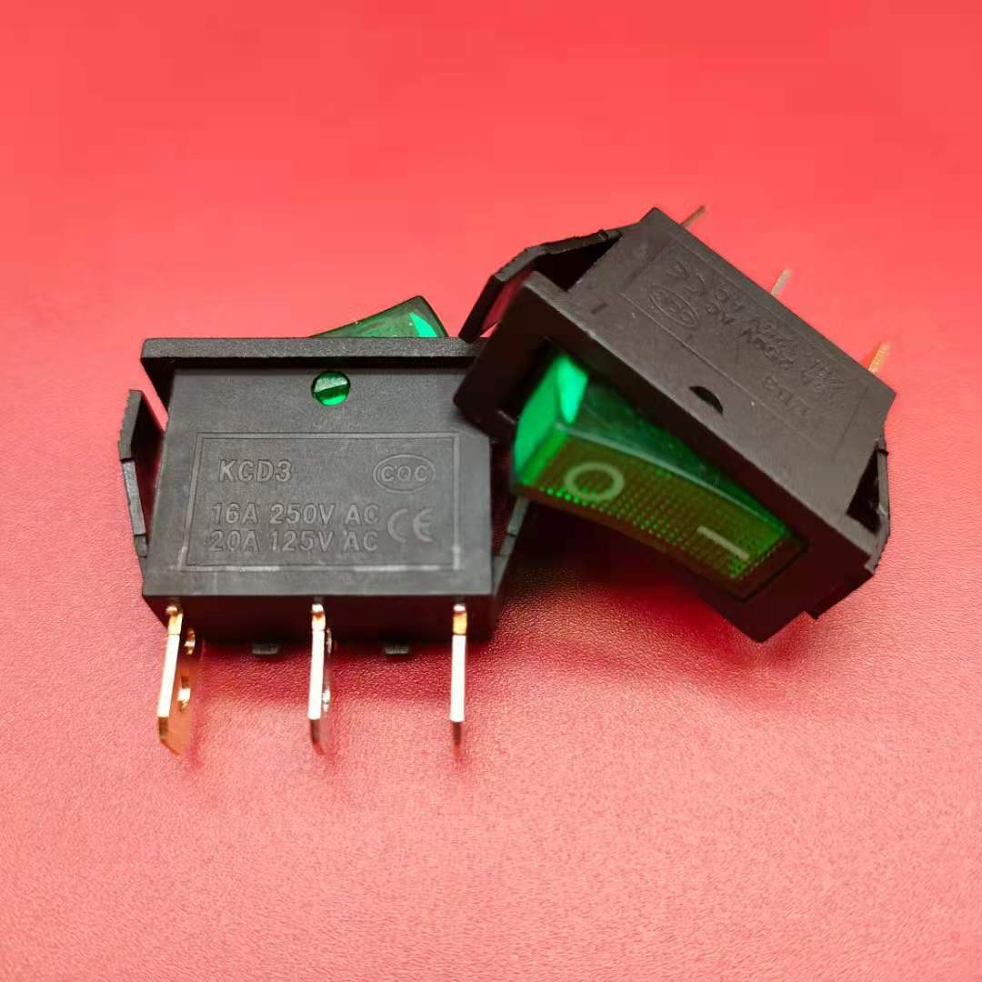 船型开关KCD3-101N KCD2 3脚2档带灯船型开关