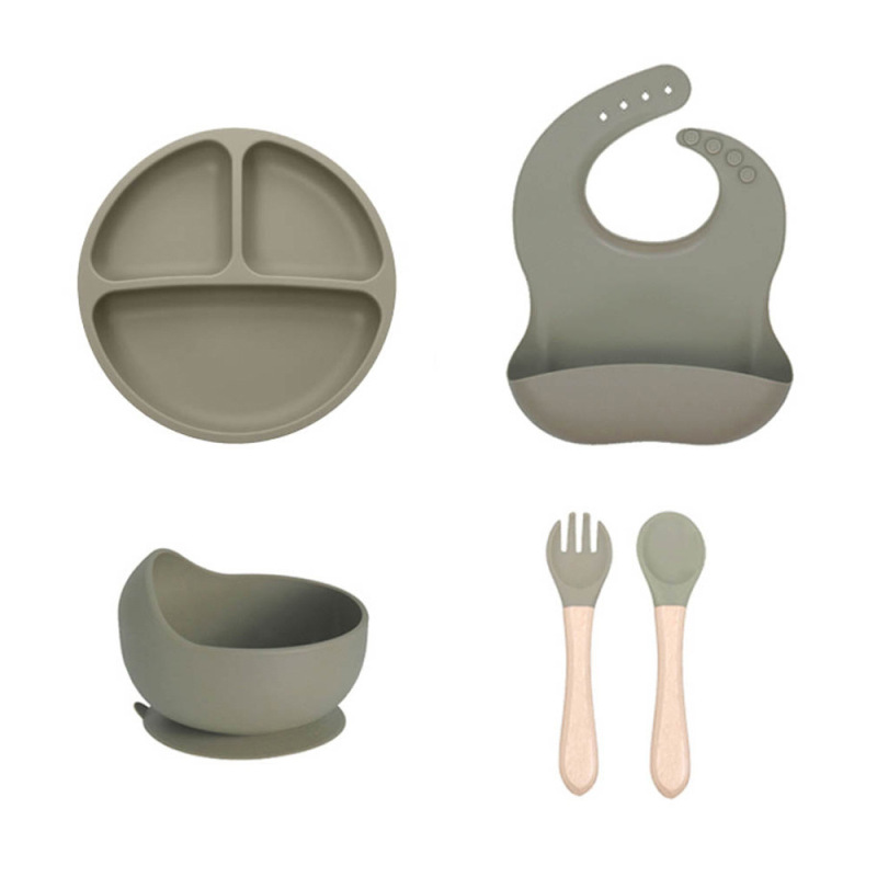 クロスボーダー子供用シリコンディナープレートセット、離乳食サプリメント、分割ディナープレート、ラブディナープレート、母子授乳食器セット|undefined