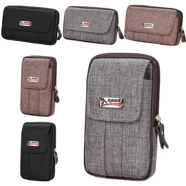 Men's Waist Bag, Belt-Worn Phone Bag, Canvas Business Casual Cross-Border Multi-Functional Anti-Theft Phone Coin Purse Wholesale