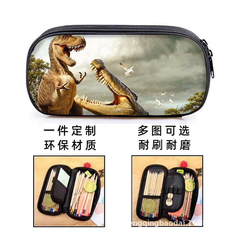 (Wholesale), children's pen for students, cartoon pencil case, dinosaur, handheld school high quality capacious stationery 3
